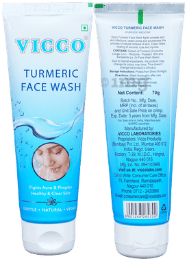 Vicco Turmeric Face Wash for Clear Skin | Helps Manage Acne & Pimples tube of 70 gm face wash