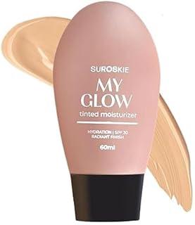 Suroskie My Glow All-In-One Tinted Sunscreen SPF 30 Moisturizer 60 ml Medium Shade | Natural Glowy Finish | Intense Hydration & UVA/UVB Protection | Sweat resistant | Niacinamide Cream For Men & Women