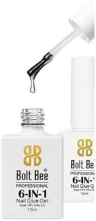 Bolt Bee 6-in-1 Nail Glue – 15ml Multifunctional UV/LED Soak Off for Base Coat, Nail Adhesive, Self-Leveling, Strengthening, Slip Solution & Blooming Effects – Professional Nail Art