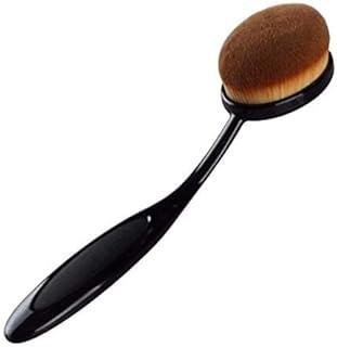 MAPPERZ Oval Makeup Brush Set Toothbrush Style Foundation Contour Concealer Brushes for Liquid Cream Powder Professional Blending Tool Set for Flawless & Makeup Application (Black_Brown, Pack of 2)