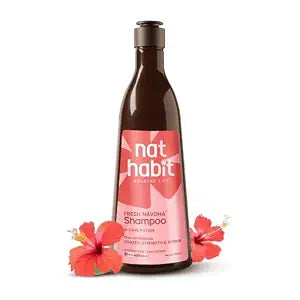 Nat Habit Hibiscus Navdha Shampoo for Hair Growth, Fermented Soy Gentle Cleanser for Long