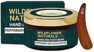 WILDFLOWER NATURALS Hand and Foot Cream with Peppermint and Cocoa Butter | Lavender and Shea Butter Body Crème - Nourishes, Hydrates, Soothes - 50gm