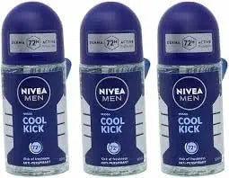 Nivea Cool Kick Anti-Transpirant Deodorant Roll-On For Men, 1. 7 Fluid Ounce (Pack Of 3)
