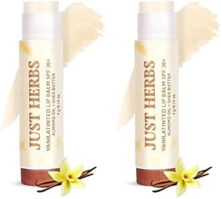 Just Herbs Tinted Lip Balm for Men and Women with SPF 20+ for Dark Lips to Lighten 4 g (Vanilla)