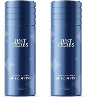 Just Herbs Long Lasting, Refreshing Body Spray, Natural Deodorant for Men - Phthalate-Free Formula,150 ml (Musk Divine) (P (Pack of 3)