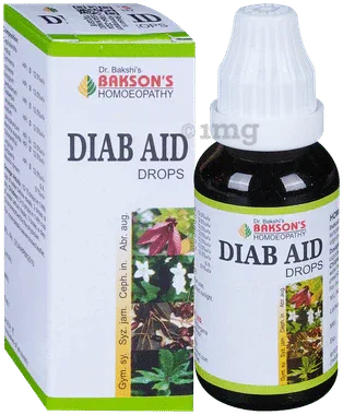 Bakson's Homoeopathy Diab Aid Drop bottle of 30 ml drop