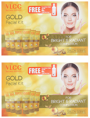 VLCC Natural Sciences Gold Facial Kit (300gm Each) With Rose Water Toner 100ml Free combo pack of 2 boxes