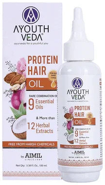 Ayouthveda Protein Hair Oil to Strengthen Hair, Reduce Breakage & Promote Growth Oil bottle of 100 ml oil