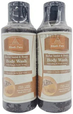 Khadi Pure Herbal Sandal & Honey Body Wash (210ml Each) combo pack of 2 bottles