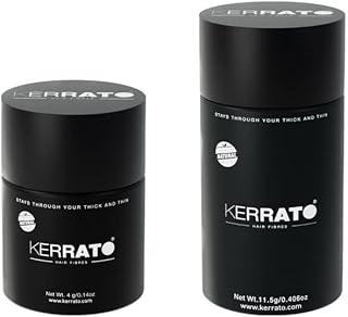 Kerrato Hair Fibres for Thinning Hair (Jet Black) - 4g & 11.5g | Instant Hair Loss Concealment | Natural Keratin Hair Thickener & Fibers for Men & Women | Fuller, Thicker Hair in 10 Seconds