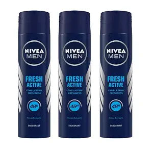 Nivea Men Deodorant Spray, Fresh Active, 150Ml (Pack Of 3)