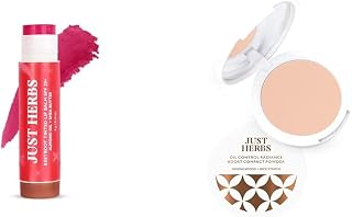 Just Herbs Tinted Lip Balm for Men and Women with SPF 20+ for Dark Lips to Lighten 4 g (Beetroot) & Just Herbs Oil Control
