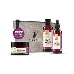 Pilgrim Red Vine Skin Care Kit For Night Care with Eco-friendly Jute Bag | 100ML
