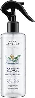 Bare Anatomy Nature X Science Rosemary Water Spray For Hair Growth & Thickness With Rice Water|100% Natural Extract|Soft & Smooth Hair|Controls Hairfall & Adds Shine|Non-Greasy & Fast Absorbing|200 Ml