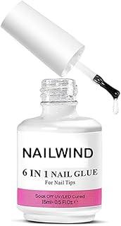 RUBYFACE Gel Nail Glue, 6 in 1 UV Gel Glue for Nail Tips Need UV Light, Strong Adhesive for Press on Nails Acrylic Tips for Nail Art Design 15ml