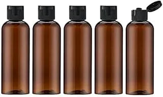 Hunky Dory 5pcs 100ml Amber Empty Plastic Bottles Refillable Travel Size Cosmetic Travelling Containers Small Leak Proof Squeeze Bottles with Black Flip Cap for Toiletries Oil,Shampoo.