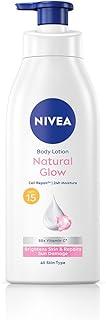 NIVEA Body Lotion Natural Glow, Cell Repair with UVA/UVB filters and SPF 15 | 50X Vitamin C for Even Skin Tone| Light MOISTURISING, non-greasy formula with an instant cooling sensation| Gives Glowing Skin - For Men & Women | 400 ml