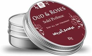 AL MASNOON Rose Oud Solid Perfume 10g - Luxurious Arabic Fragrance with Oud & Roses, Long-Lasting All-Day Scent, Can Be Used as Deodorant, Pack of 1