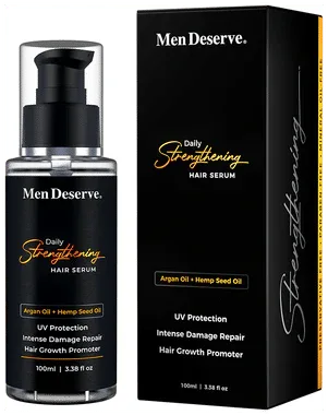 Men Deserve Daily Strengthening Hair Serum pump bottle of 100 ml serum