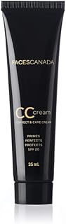FACES CANADA SPF 20 CC Cream - Sand 02, 35ml | Correct & Care Tinted Cream | Dewy Finish | Radiant Flawless Skin | Conceals & Primes | Non-Oily | Smooth | Lightweight | Anti-Ageing | 12HR Hydration