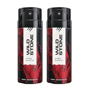 Wild Stone Ultra Sensual Long Lasting Spray Deodorant For Men, Pack Of 2 (225Ml Each)
