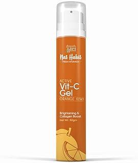 Nat Habit Active Face Gel, Orange Kiwi Vit-C For Brightening & Collagen Boost With Cooling, Soothing, SunBurn Healing & UV Protection, Suitable For All Skin Types, 50gm