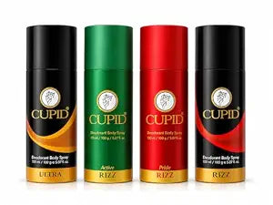 ST, CUPID Deodorant Body Spray Combo Pack for Men (Ultra + Active Rizz + Pride Rizz +