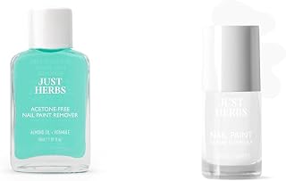 Acetone and Cruelty Free Nail Paint Remover 30 ml & Just Herbs Nail Polish 12 Chemical Fre