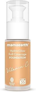 Mamaearth Hydra-Glow Full Coverage Dewy Finish Liquid Foundation With Vitamin C & Turmeric- 30 Ml|Full Coverage|Gives 3X Instant Glow|12-Hour Long Stay & Hydration|Spf 35|Non-Drying (04 Sun Glow)