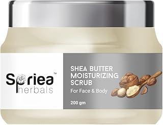 Spriea Herbals Natural Shea Butter Moisturising Scrub for Face & Body Deep Exfoliation, Smooth Skin, Cleansing Scrub for All Skin Types (Pack of 1-200gm)