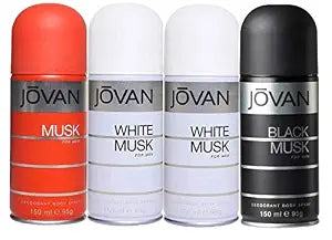 Jovan Combo Deodorant Musk + White Musk + Black Musk For Men- Pack Of 4 (150ml Each)