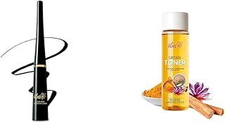 Iba Long Stay Liquid Eyeliner, Jet Black, 6.5ml l Waterproof, Smudge Proof l Halal Certified & Vegan Makeup Ubtan Toner, 130ml with Turmeric, Saffron & Sandalwood extracts For Pore Minimizing and Glow