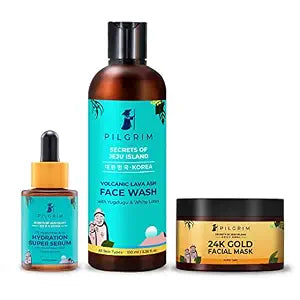 Pilgrim 24K Gold Home Facial Therapy for Smoothening & Glowing Combo | 30ML