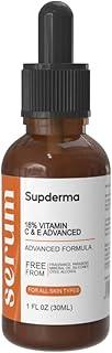 Supderma Vitamin C 16% + Vitamin E Face Serum – 30ml | Brightening & Anti-Aging Formula with Ethyl Ascorbic Acid | No Fragrance, Parabens, Silicones, Dyes & Alcohol – A-Grade Clean Beauty