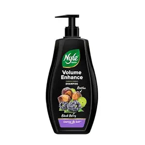 Nyle Naturals Volume Enhance Shampoo 1 L, For Long & Voluminous Hair with Blackberry,
