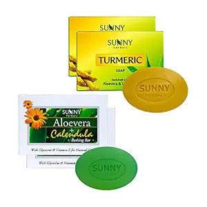 Sunny Aloe Vera Calendula & Turmeric Soap(75gm*2): Scarring, Sunburn Relief, Soft & Supple