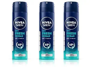 NIVEA Men Fresh Ocean Deodorant Spray 150ML Each (Pack of 3) Deodorant Spray - For Men (45