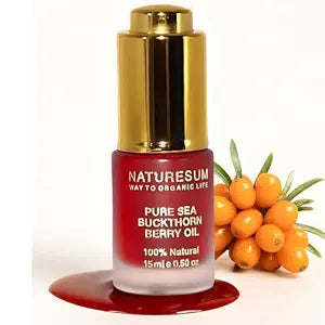 100% Organic Sea Buckthorn Oil (15ml) Pure Cold-Pressed Oil, High in Omega 3, 6, 9, Rare o