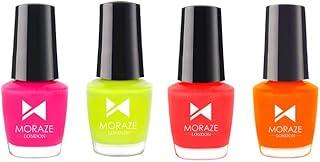 Moraze Neon Nail Polish & Transparent Nail Paint For Women Glossy & Long Lasting Nail Paint (Candy Floss+Hi Lite+Hawt In The Heat+I Pink I Can) (Pack Of 4 x 5 ml)