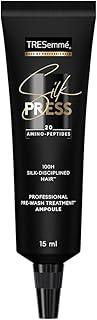 TRESemmé Silk Press Pre-Wash Treatment Ampoules, 4 x 15ml | Heatless Hair Straightening Treatment with Amino Peptides