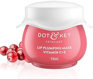 DOT & KEY Lip Plumping Mask With Shea Butter & Vitamin C + E For Naturally Glowing Lips | Smoothes Flaky & Dry Lips | Lip Mask For Soft,Smooth&Plump Lips | (Lingonberry)|15Ml