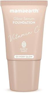 Mamaearth Glow Serum Foundation Gel Mini Tube With Vitamin C & Turmeric For 12Hr Long Stay, 18ml - 01 Ivory Glow, 2X Instant Glow, Luminous Finish For All Skin Type