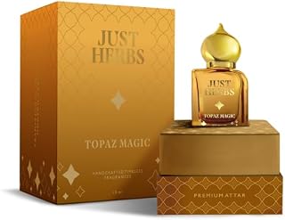 Just Herbs Topaz Magic Attar Roll On Perfume | Premium Ittar Gifts | 18+ Hour Long Lasting Fragrance with Saffron, Agarwoo
