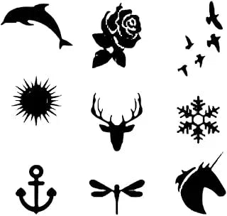 Simply Inked New Minimalist Nature Semi Permanent Tattoo Bundle Designer Semi-Permanent Tattoo for Girls Boys Men Women waterproof Sticker Size: 2 x 2 inch l Black l 2g