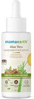 Mamaearth Aloe Vera Sunscreen For All Skin Types Face Serum With Spf 55, With Aloe Vera & Ashwagandha For UVA& B Protection - 30 Ml, Pack Of 1