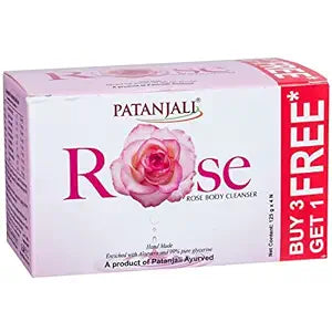 Patanjali Rose Body Cleanser Soap Bar, 1500g (Buy 3 Get 1)