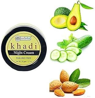 Khadi Rishikesh Herbal Night Face Cream For Anti ageing,Reduces Fine Lines,Wrinkles,Pigmentation-Fight Puffness,Daily brightening Face Cream-With Avocado & Cucumber-Women/Men-50GM-Paraben Free