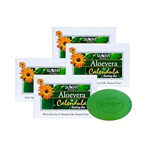 Sunny Aloe Vera Calendula & Vitamin-E Bar Soap, For Scarring & Sunburn, Soft, Supple Skin,
