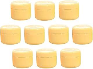 VELURA Refillable PVC Empty Face Cream Cosmetic Container with Lid Yellow-20g|10 Pieces Empty Cream Containers| Makeup |Health & Beauty