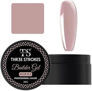 THR3E STROKES Low-Heat Builder Gel for Nails, 30ml Self-Leveling Nail Strengthener, Soak Off Long Lasting Hard UV Gel (HEROZ)